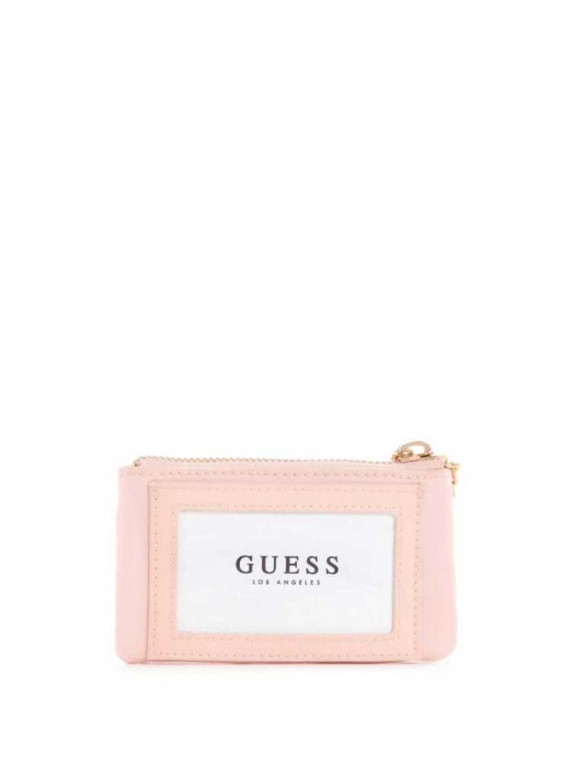 Portefeuilles Guess Layla Zip Pouch Femme Rose | 69871-SVIG