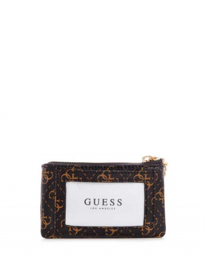 Portefeuilles Guess Layla Zip Pouch Femme Marron Multicolore | 50674-PWXN