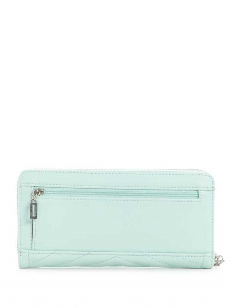 Portefeuilles Guess Lida Zip-Around Femme Turquoise Clair | 30687-PEQS