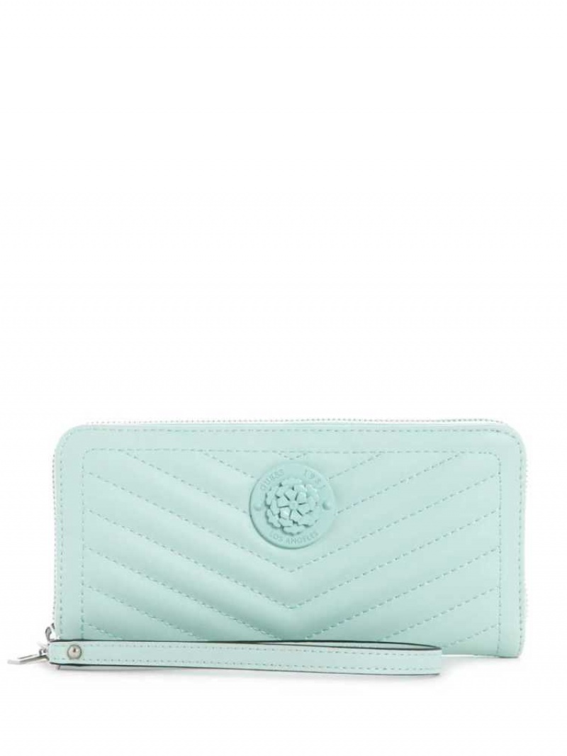 Portefeuilles Guess Lida Zip-Around Femme Turquoise Clair | 30687-PEQS