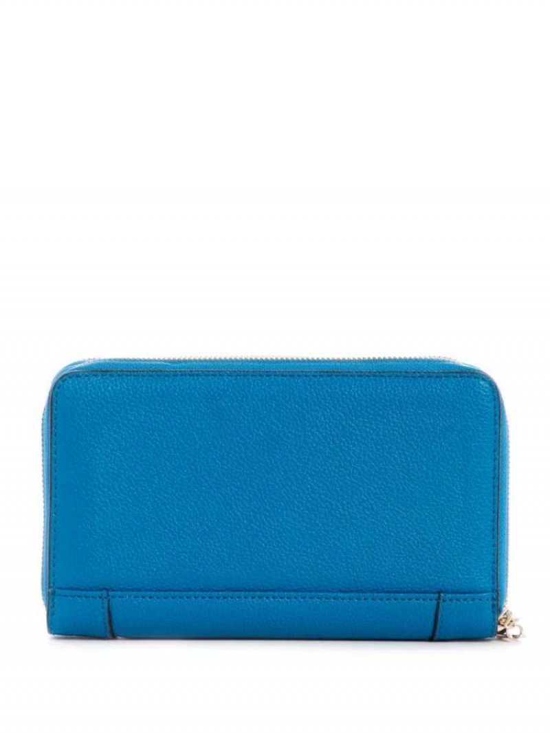 Portefeuilles Guess Naya Double Zip Wristlet Femme Bleu Marine | 06589-TXVS