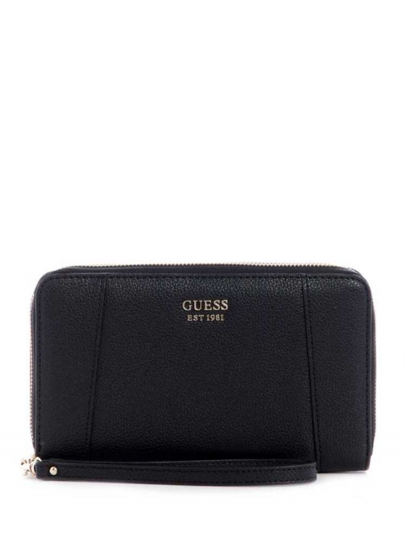 Portefeuilles Guess Naya Double Zip Wristlet Femme Noir | 07194-QLAK