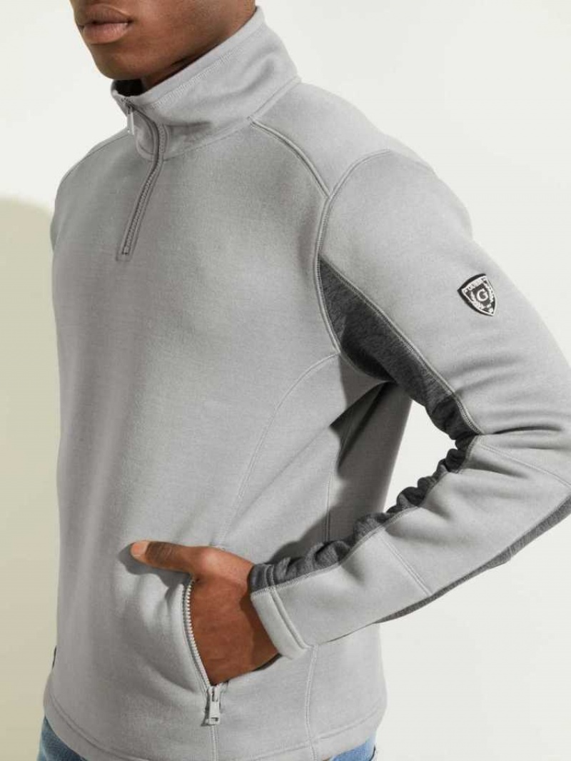 Pulls De Golf Guess Runyon Fleece Half-Zip Homme Grise | 92648-MOEY