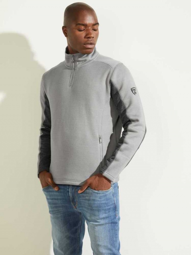 Pulls De Golf Guess Runyon Fleece Half-Zip Homme Grise | 92648-MOEY