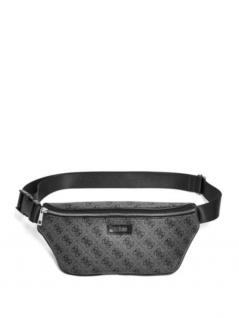 Sac Banane Guess Don Logo-Print Femme Noir | 29507-SDXM