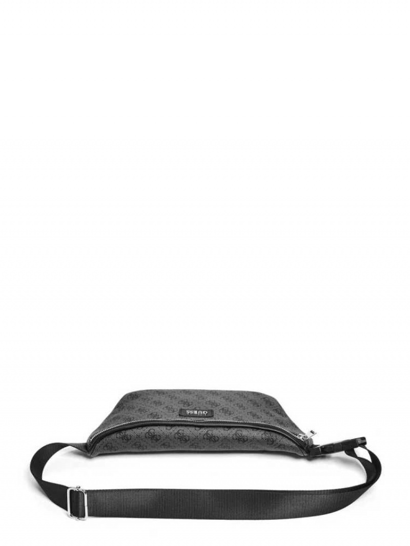 Sac Banane Guess Don Logo-Print Homme Noir | 73085-WOQL