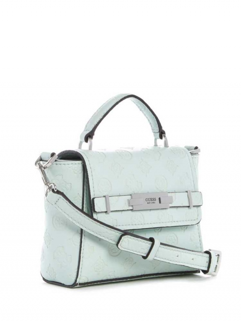 Sac Crossbody Guess Bea Mini Top Handle Flap Femme Turquoise Clair | 93407-XODV