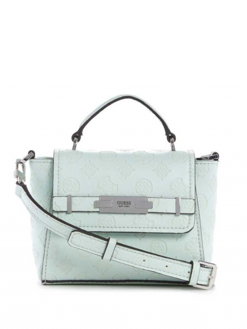 Sac Crossbody Guess Bea Mini Top Handle Flap Femme Turquoise Clair | 93407-XODV