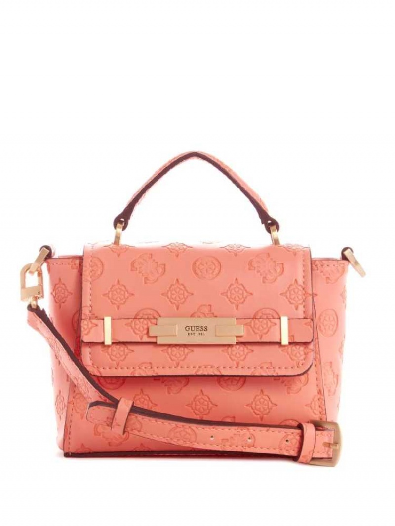 Sac Crossbody Guess Bea Mini Top Handle Femme Corail | 38096-AHWB