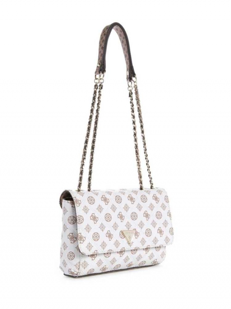 Sac Crossbody Guess Cessily Faux-Cuir Convertible Femme Blanche Multicolore | 54673-HGKF