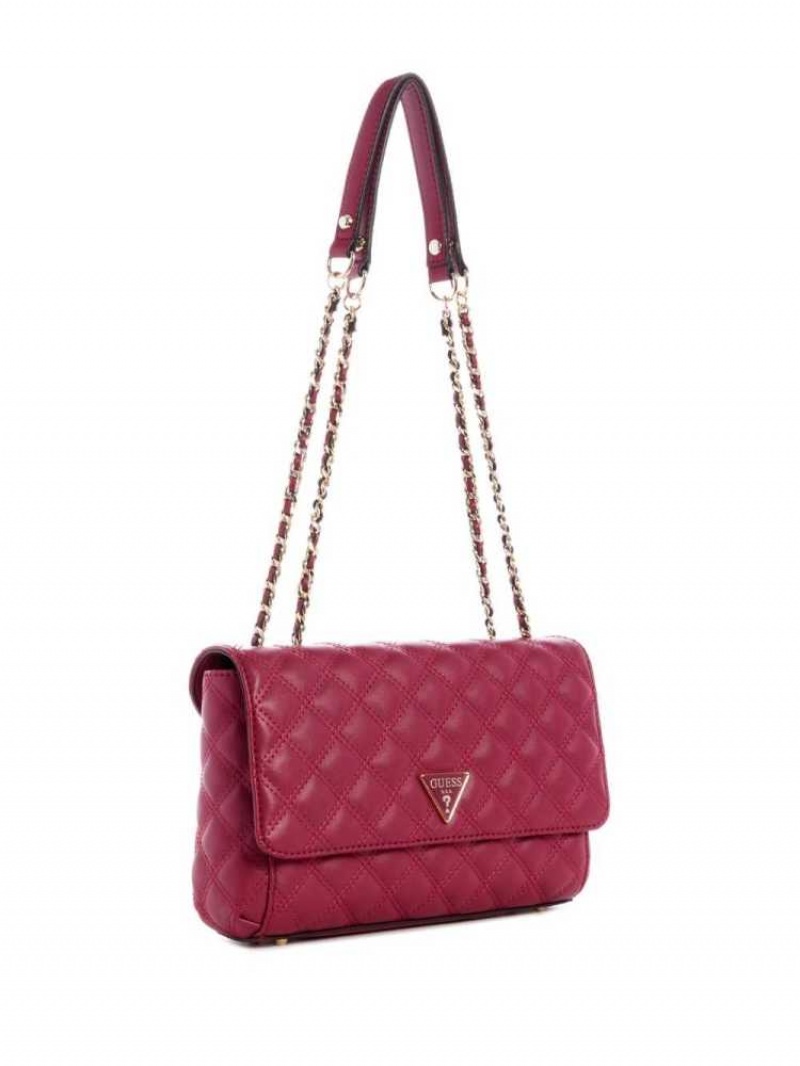 Sac Crossbody Guess Cessily Matelassé Convertible Femme Marron | 14372-OSNH