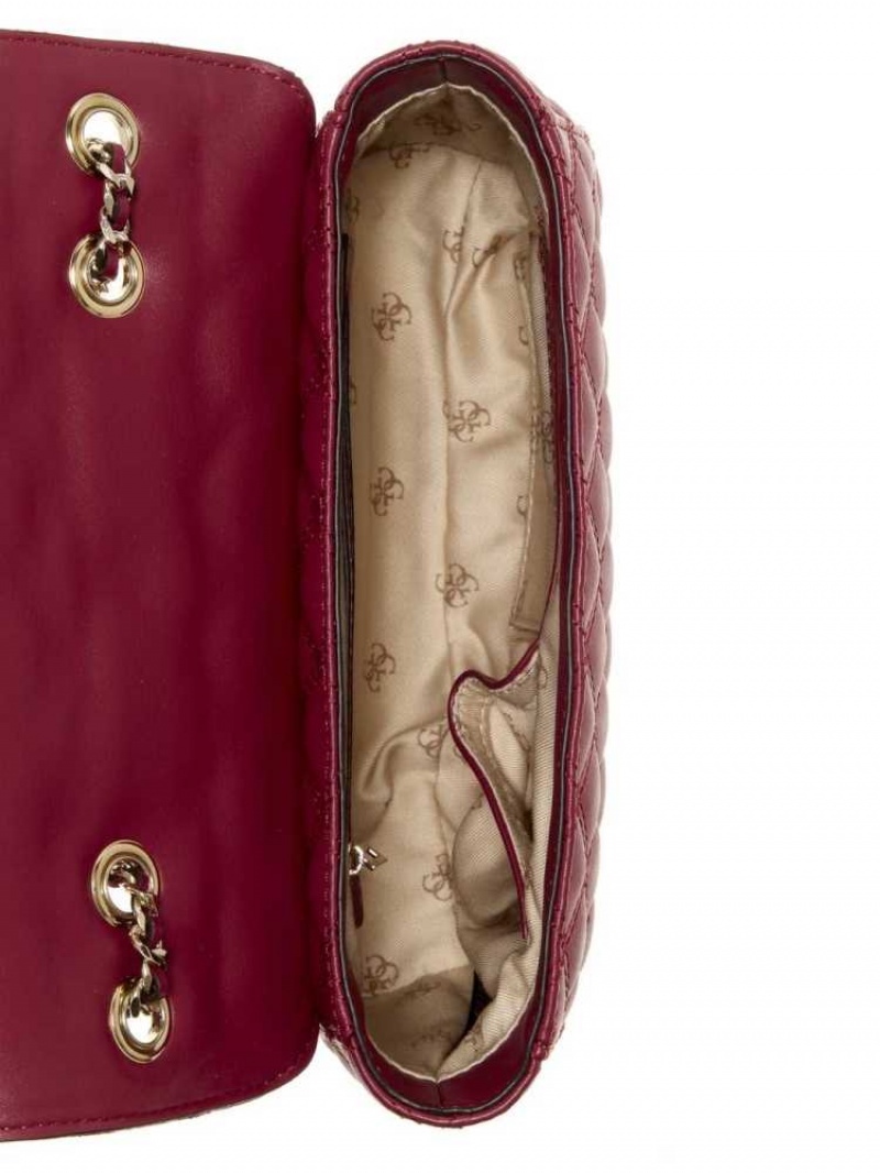 Sac Crossbody Guess Cessily Matelassé Convertible Femme Marron | 14372-OSNH