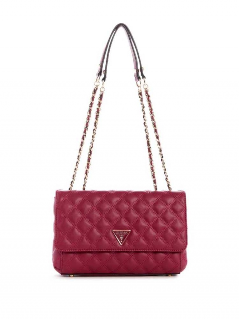 Sac Crossbody Guess Cessily Matelassé Convertible Femme Marron | 14372-OSNH