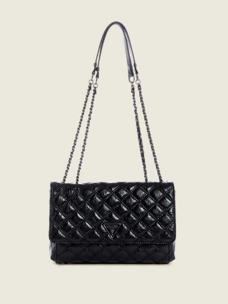 Sac Crossbody Guess Cessily Matelassé Convertible Femme Noir | 78253-DIBP