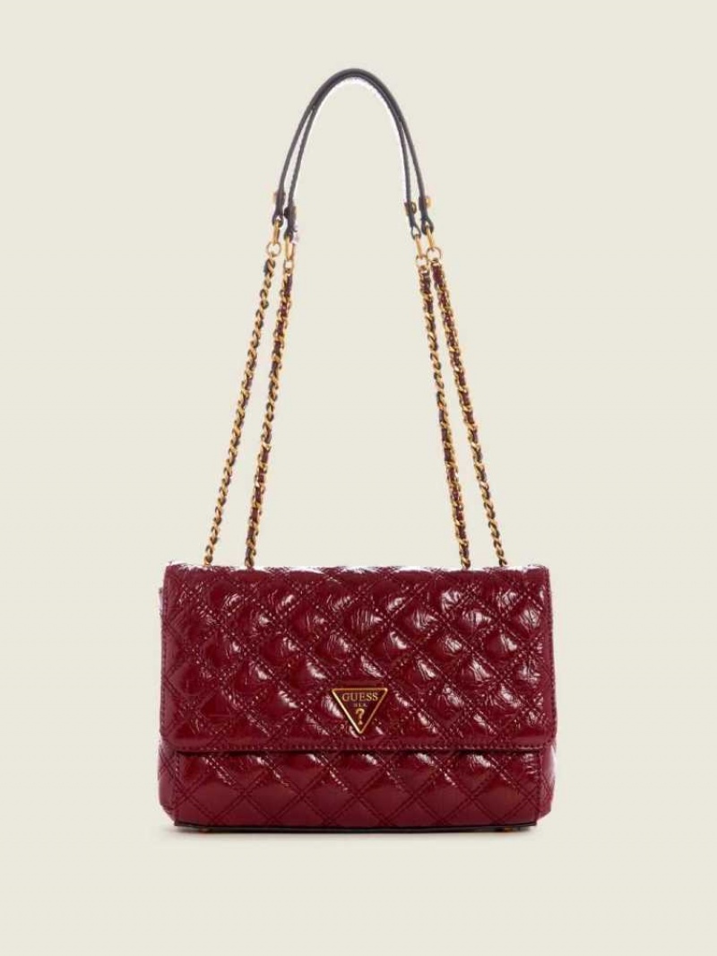 Sac Crossbody Guess Cessily Matelassé Convertible Femme Rouge | 49613-SFXD