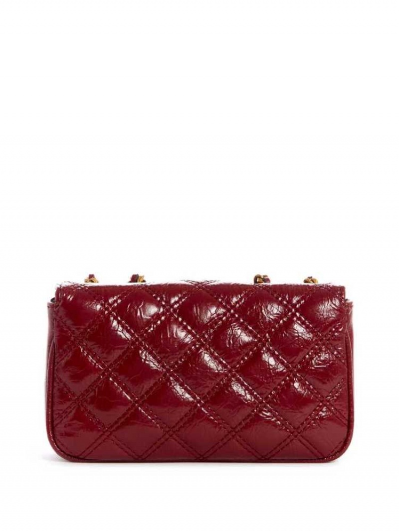 Sac Crossbody Guess Cessily Matelassé Mini Convertible Femme Rouge | 68102-ZALQ