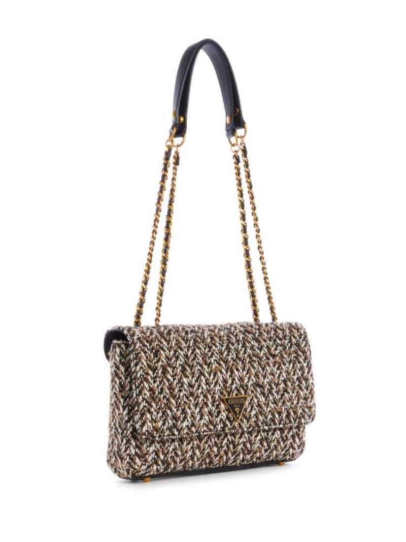 Sac Crossbody Guess Cessily Tweed Convertible Femme Grise Blanche | 94728-VDPI