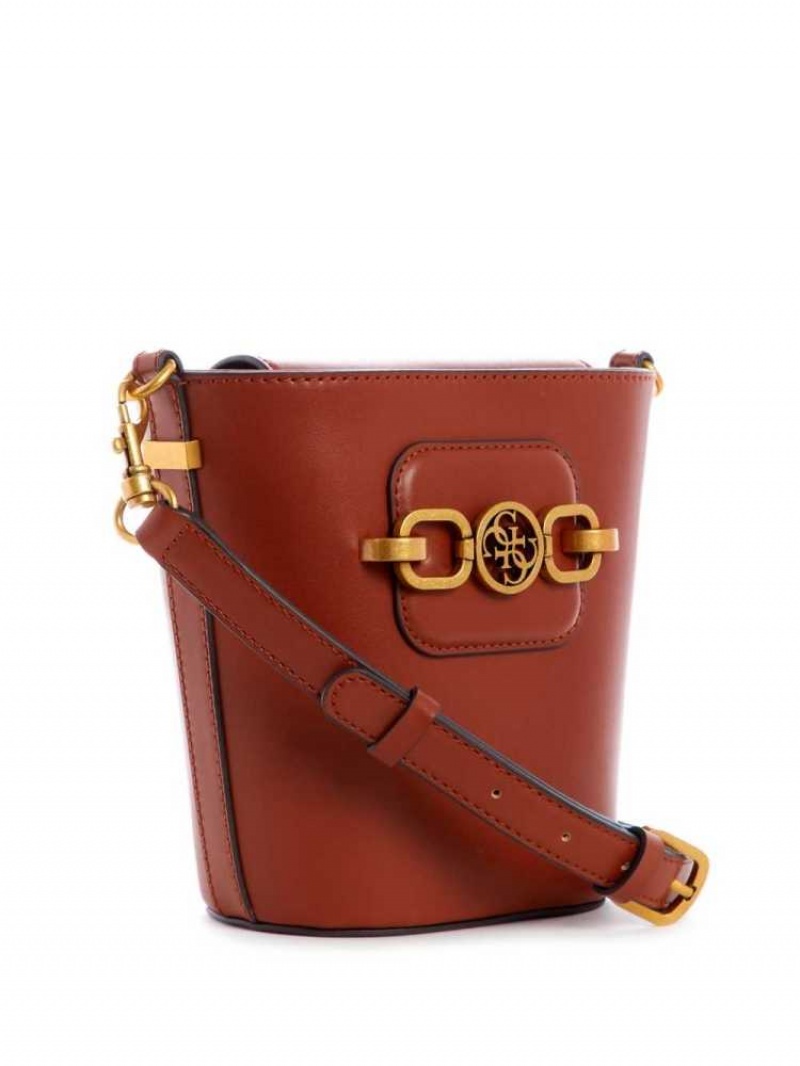 Sac Crossbody Guess Hensely Bucket Femme Bordeaux | 35126-VMAZ