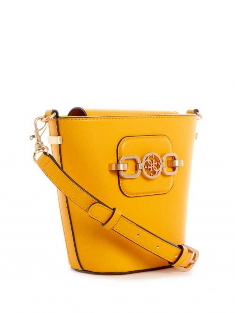 Sac Crossbody Guess Hensely Bucket Femme Jaune | 25689-WRIC