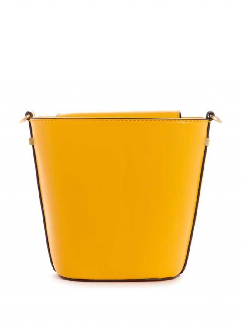 Sac Crossbody Guess Hensely Bucket Femme Jaune | 25689-WRIC