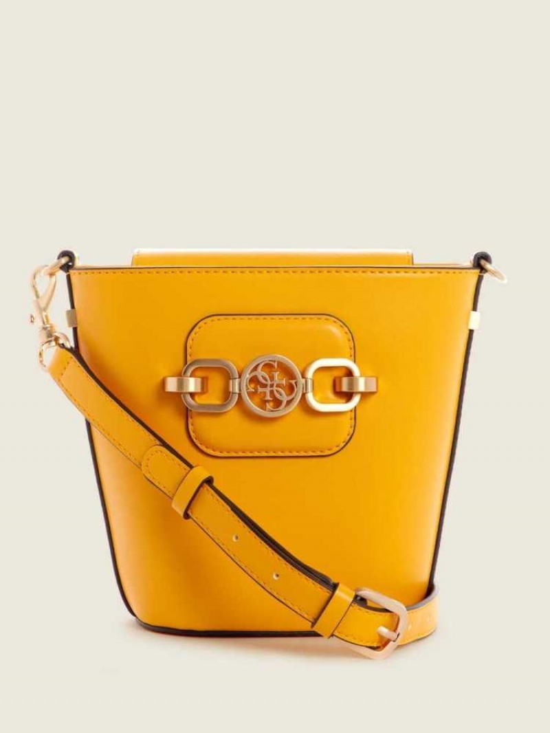 Sac Crossbody Guess Hensely Bucket Femme Jaune | 25689-WRIC