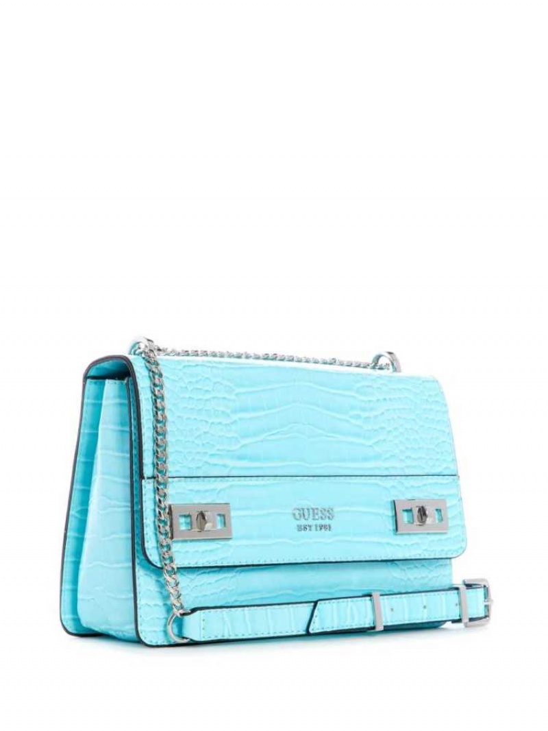 Sac Crossbody Guess Katey Convertible Femme Turquoise Clair | 70631-JPRQ