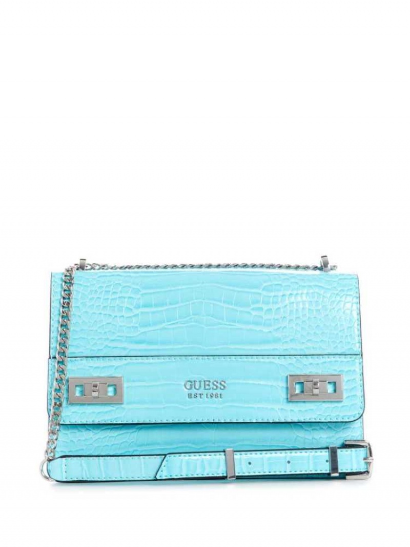 Sac Crossbody Guess Katey Convertible Femme Turquoise Clair | 70631-JPRQ