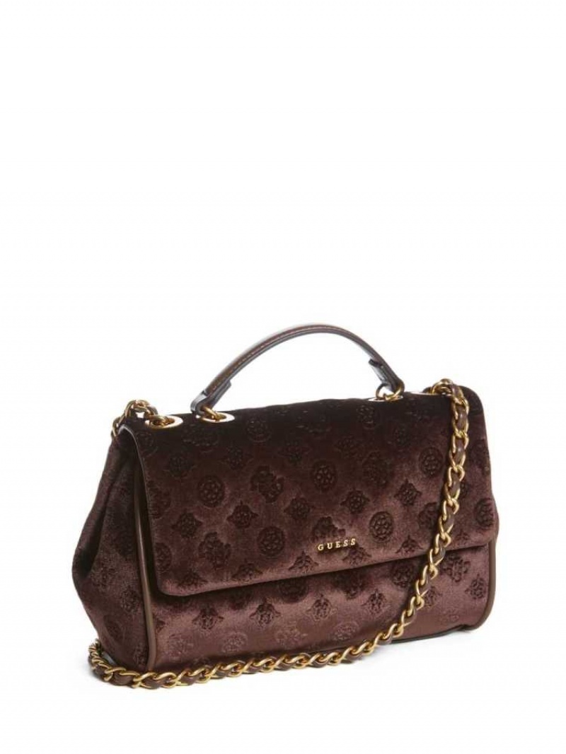 Sac Crossbody Guess Kimi Logo Convertible Femme Marron Foncé | 50947-DWUL