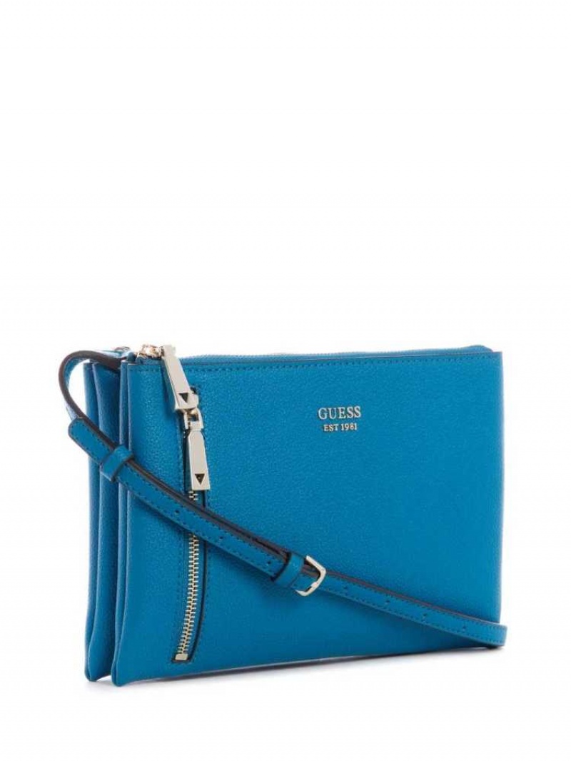 Sac Crossbody Guess Naya Double-Zip Femme Bleu Marine | 93876-UXKQ