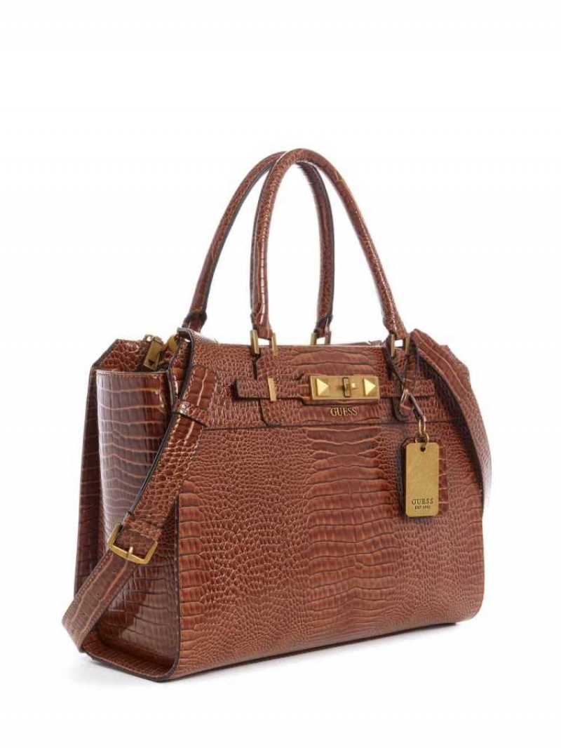 Sac Crossbody Guess Raffie Carryall Femme Marron | 90163-OWNV