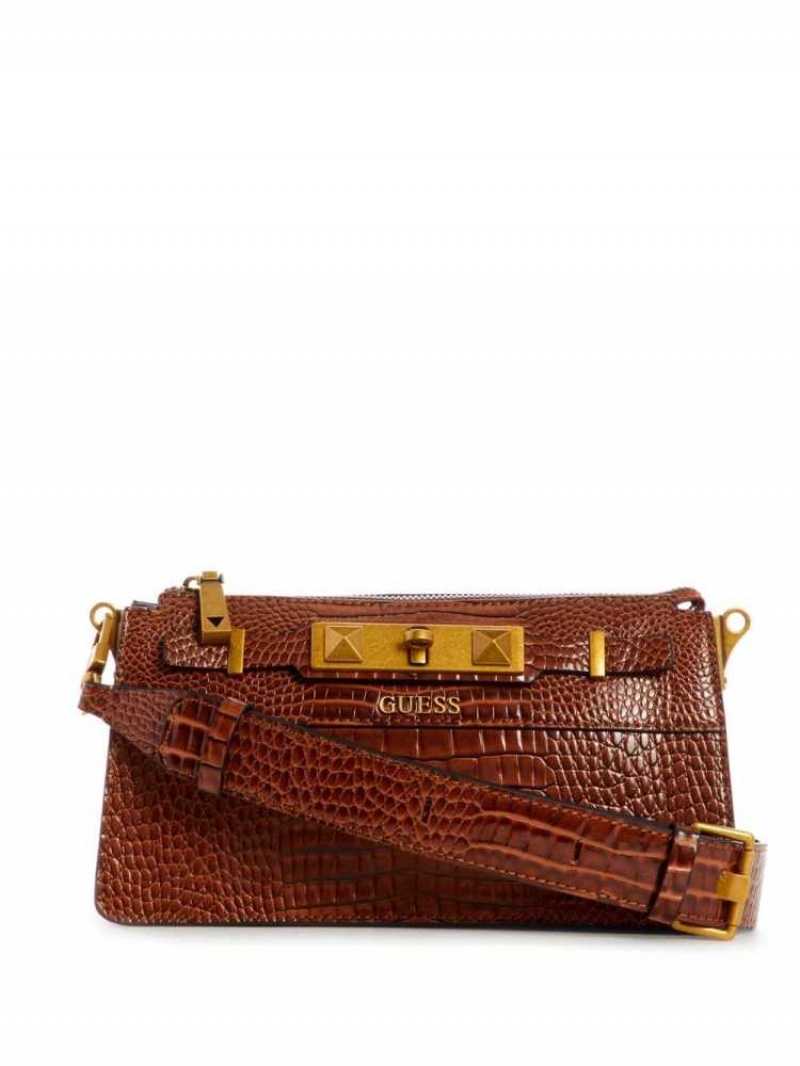 Sac Crossbody Guess Raffie Mini Femme Marron | 14768-LAMT