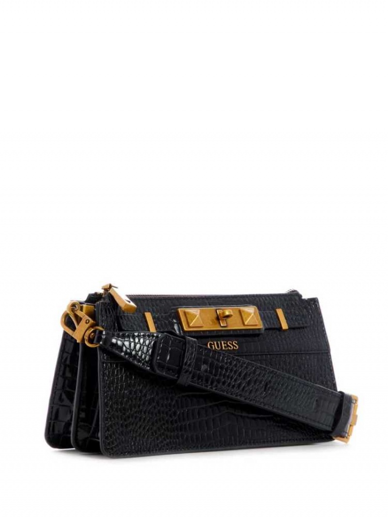 Sac Crossbody Guess Raffie Mini Femme Noir | 76035-QRKA