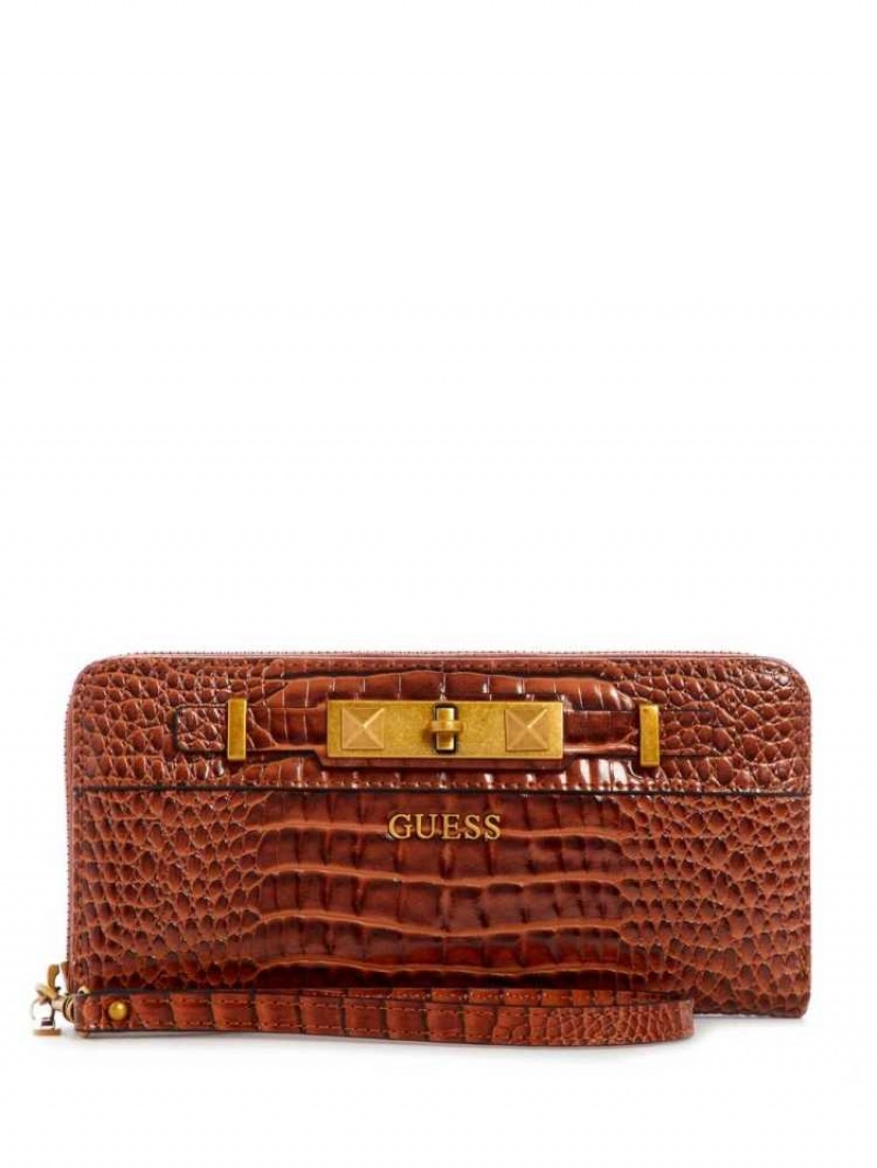 Sac Crossbody Guess Raffie Zip-Around Femme Marron | 90278-LIWX