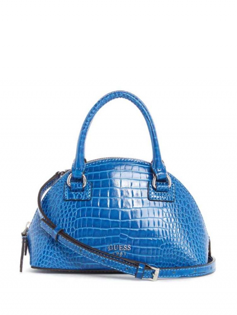 Sac Crossbody Guess Shilah Small Dome Femme Bleu | 48196-CAFU