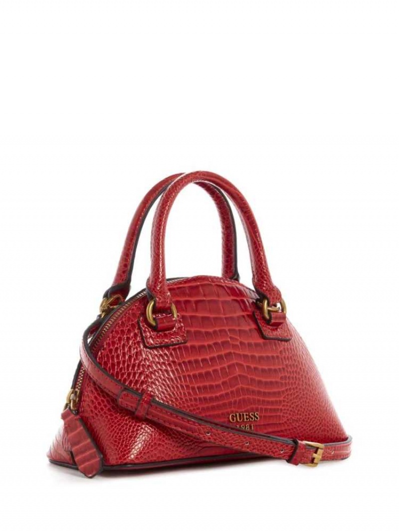 Sac Crossbody Guess Shilah Small Dome Femme Rouge | 63184-HBXP