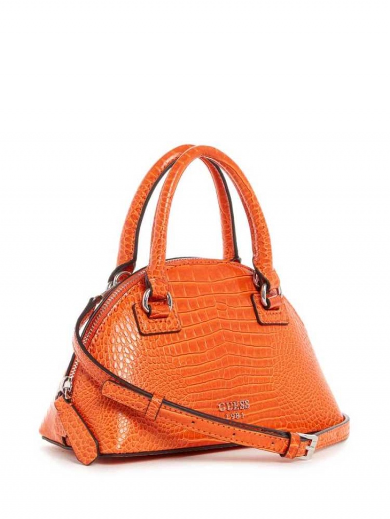 Sac Crossbody Guess Shilah Small Dome Femme Orange | 29856-ASFJ