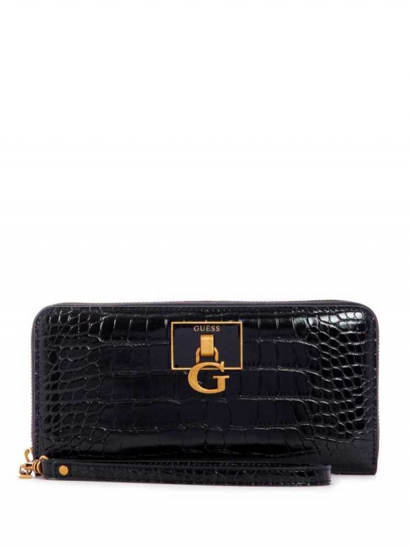 Sac Crossbody Guess Stephi Large Zip Around Femme Noir | 37295-JYVU