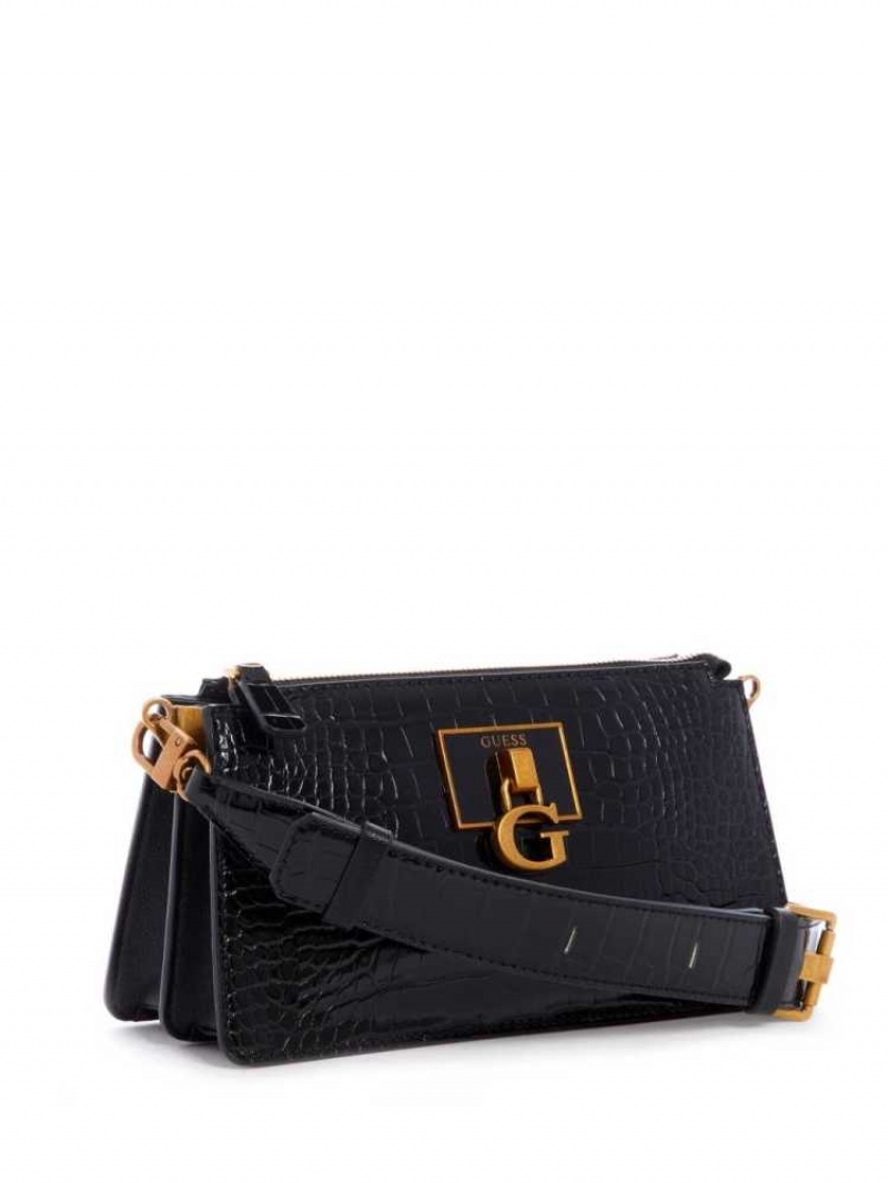 Sac Crossbody Guess Stephi Mini Femme Noir | 93047-UVGR