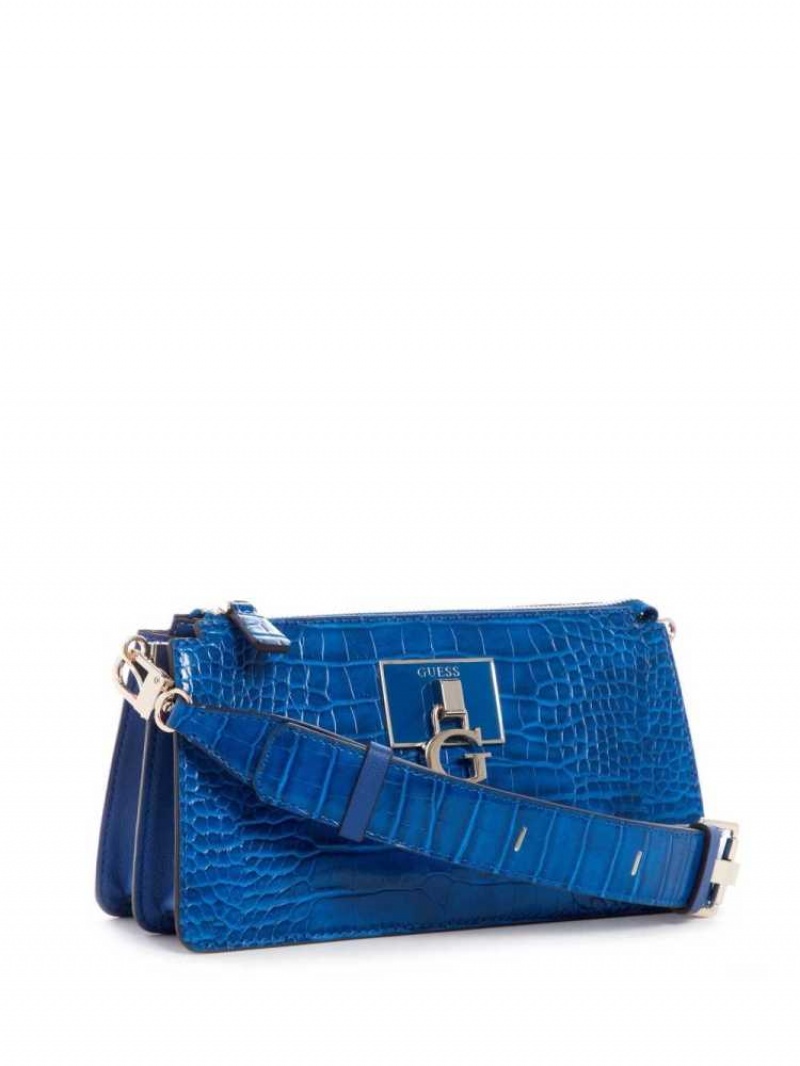 Sac Crossbody Guess Stephi Mini Zip Femme Bleu | 19457-AWSP