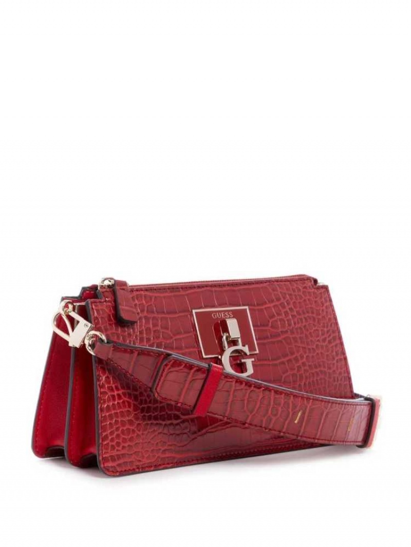 Sac Crossbody Guess Stephi Mini Zip Femme Rouge | 95763-LMFK