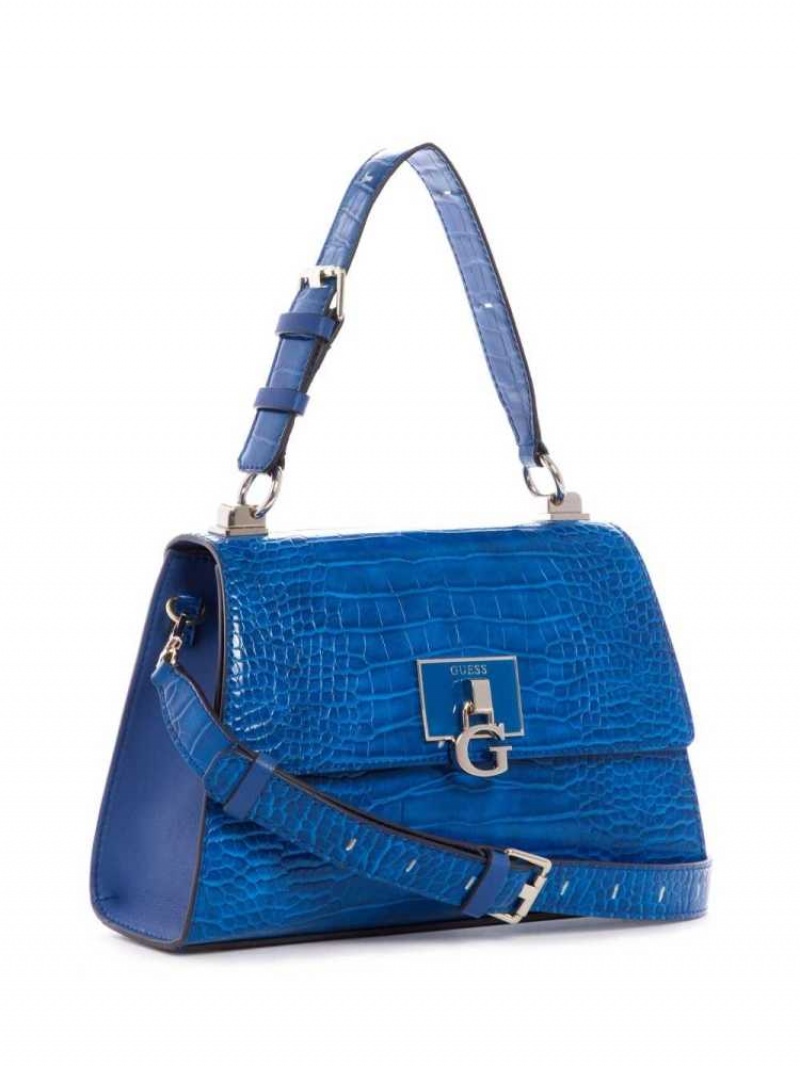 Sac Crossbody Guess Stephi Top-Handle Flap Femme Bleu | 51079-XUMY