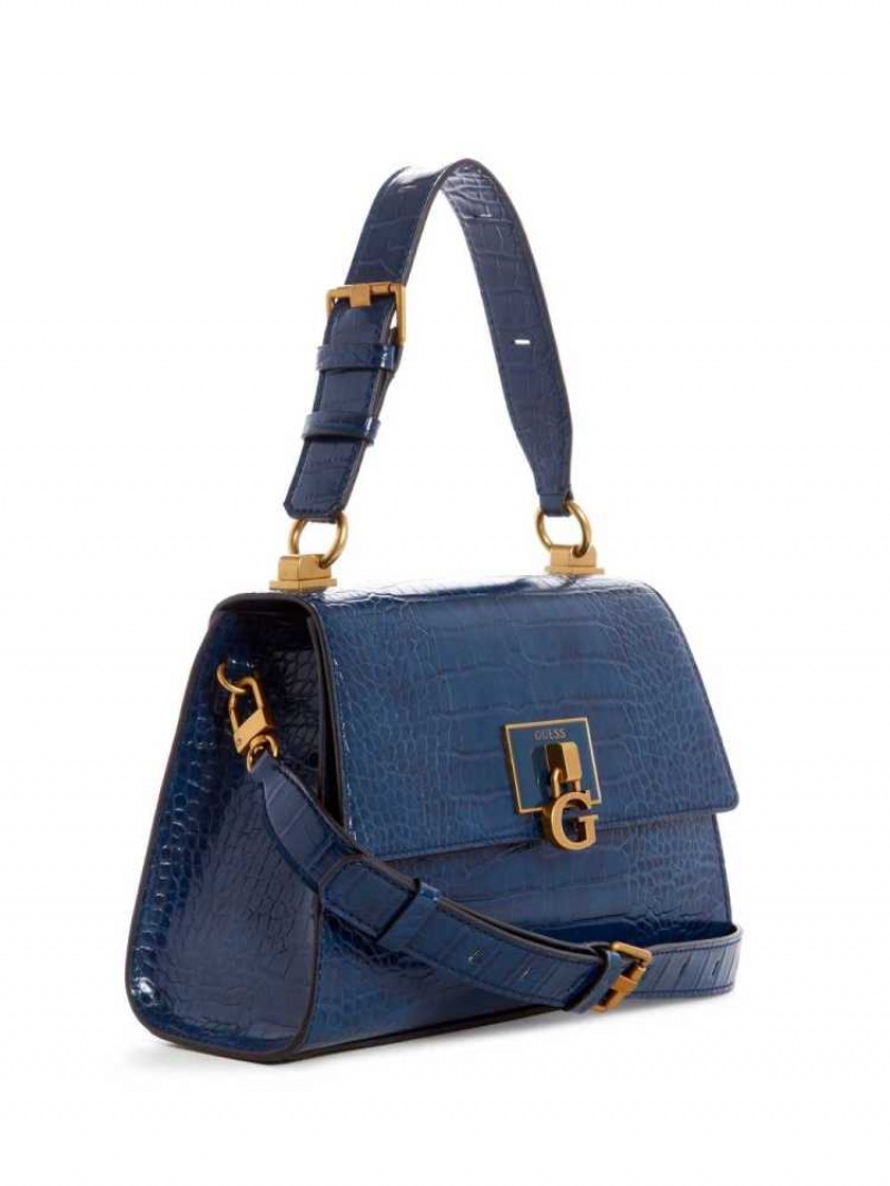 Sac Crossbody Guess Stephi Top-Handle Flap Femme Bleu | 49072-AJRU