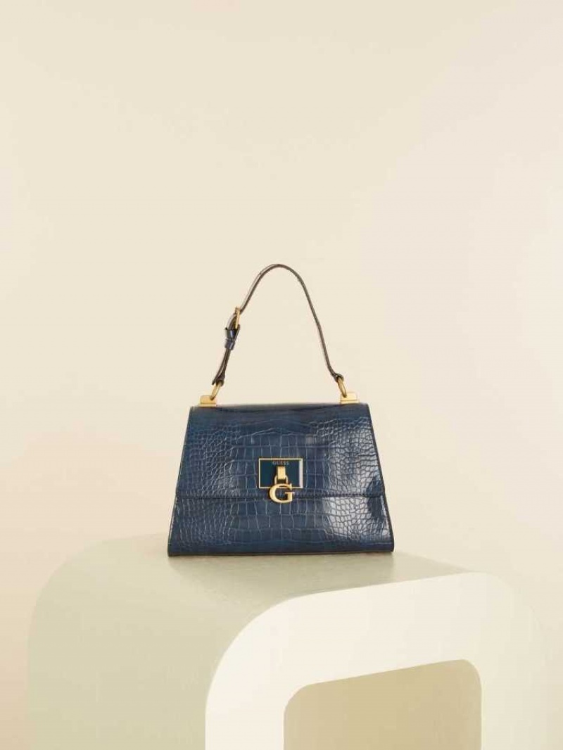 Sac Crossbody Guess Stephi Top-Handle Flap Femme Bleu | 49072-AJRU