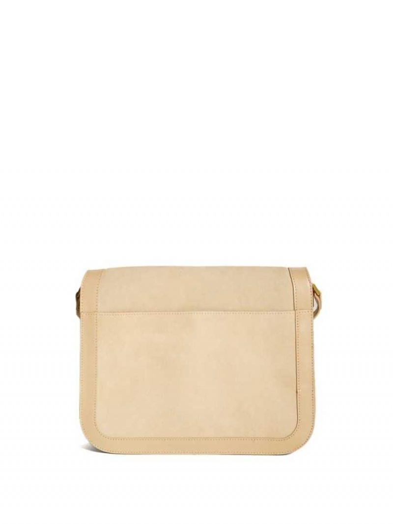 Sac Crossbody Guess Thea Medium Flap Cuir Femme Beige | 13074-IQGN