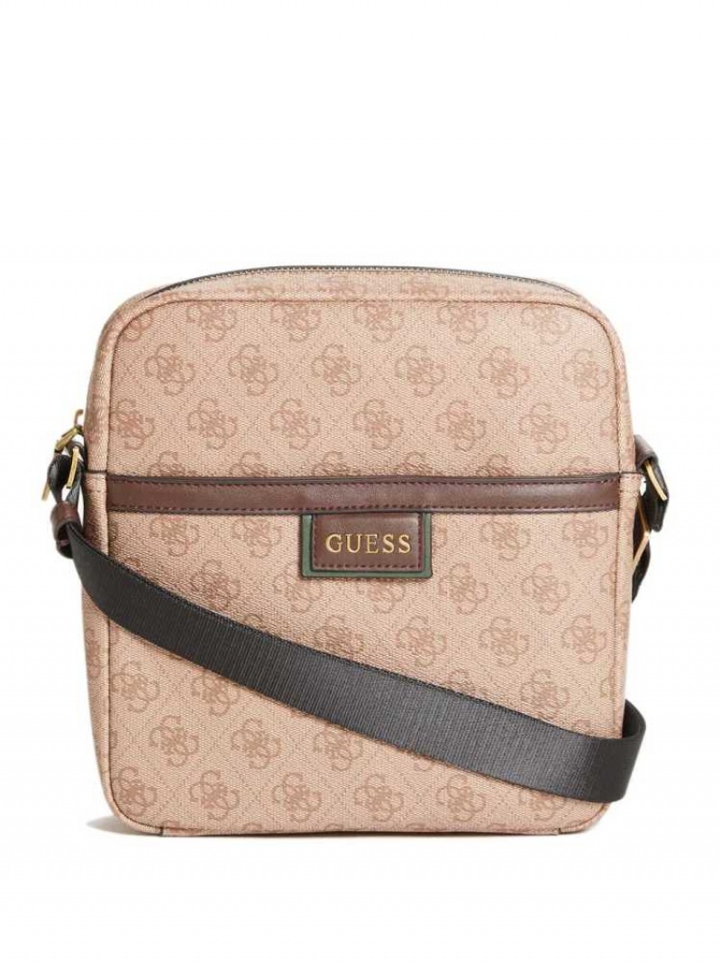 Sac Crossbody Guess Vezzola Plates Homme Marron | 97053-EGSL