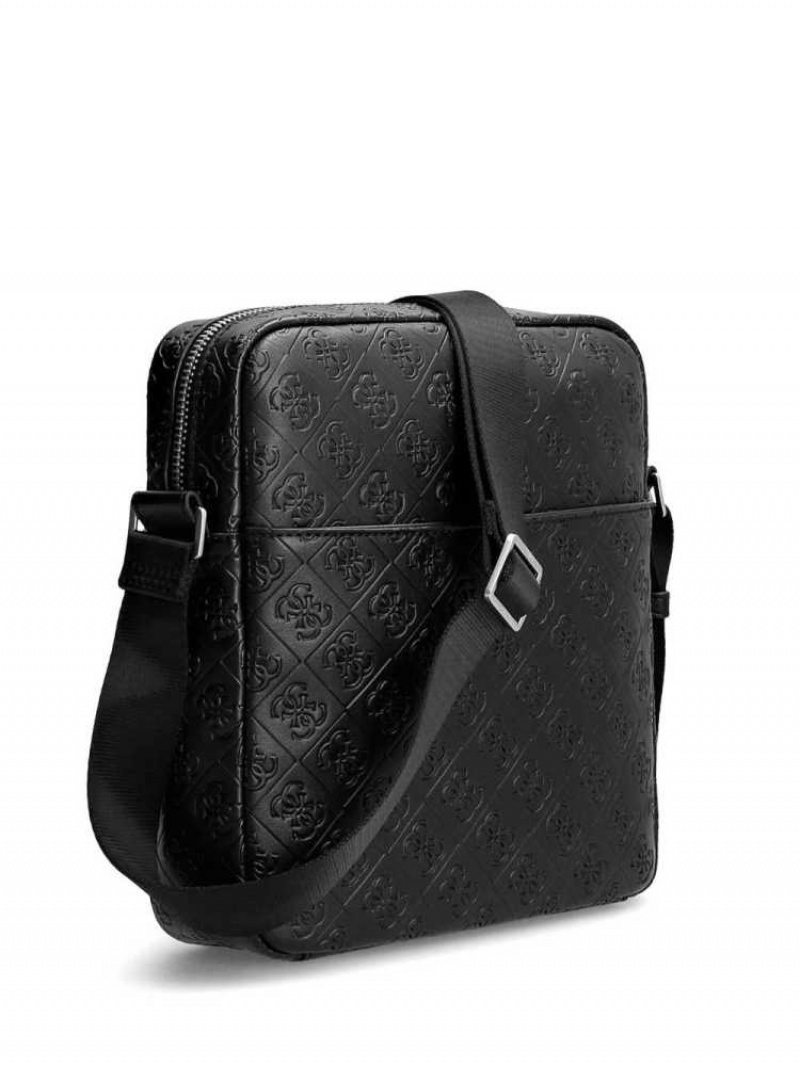 Sac Crossbody Guess Vezzola Quattro G Plates Homme Noir | 35479-PKVS