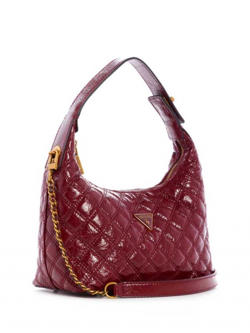 Sac Porté Épaule Guess Cessily Matelassé Hobo Femme Rouge | 43289-EOAM