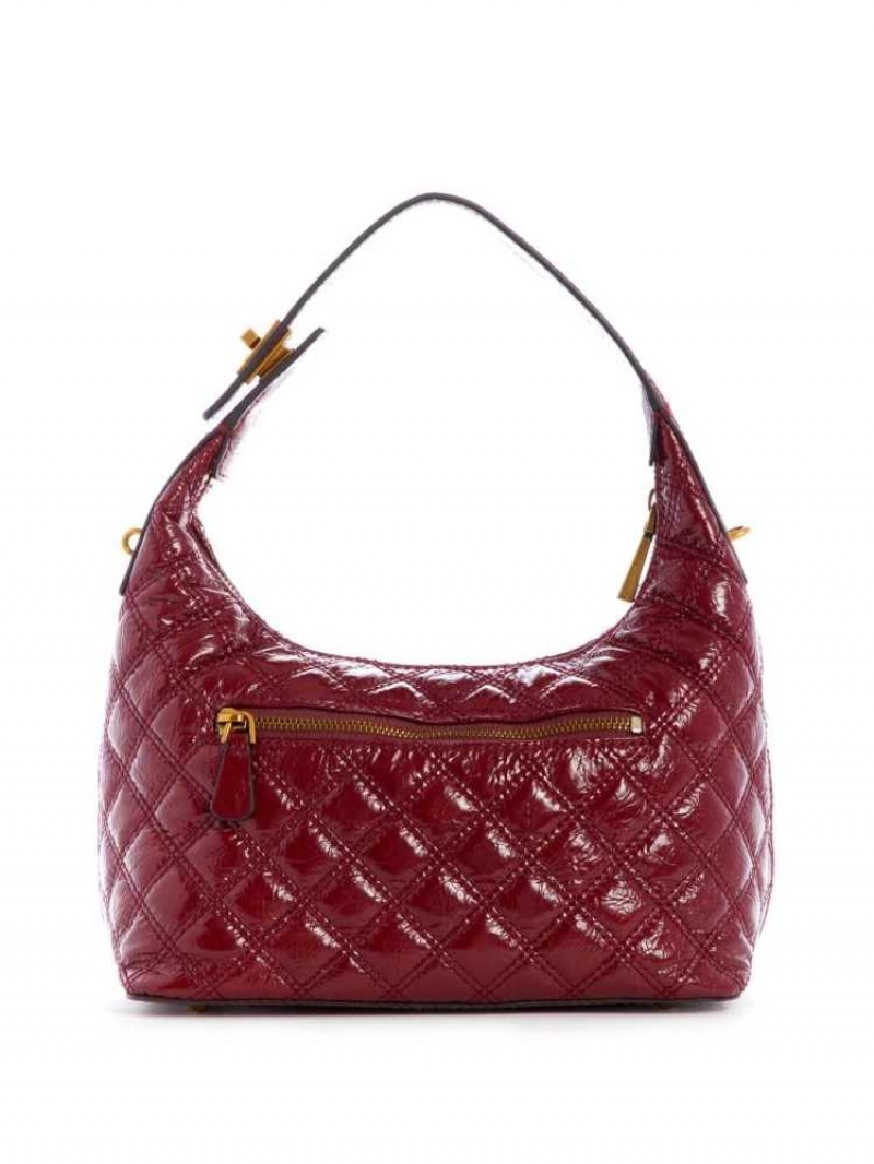 Sac Porté Épaule Guess Cessily Matelassé Hobo Femme Rouge | 43289-EOAM