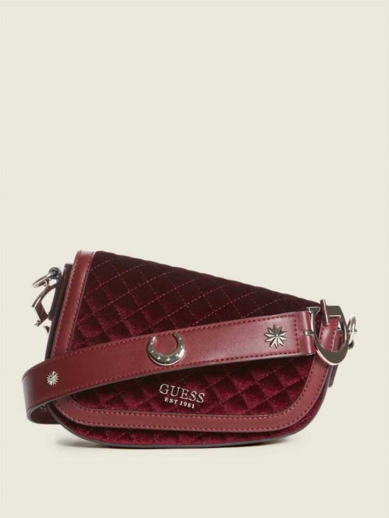 Sac Porté Épaule Guess G-Dream Velvet Flap Femme Rouge | 60857-MLFJ