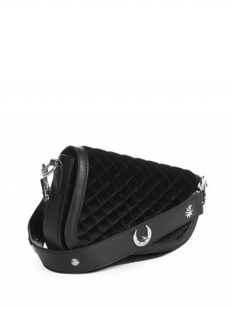 Sac Porté Épaule Guess G-Dream Velvet Flap Femme Noir | 80294-GWXR